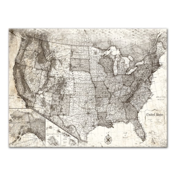 Creative Products Old USA Map 40x30 Canvas Wall Art