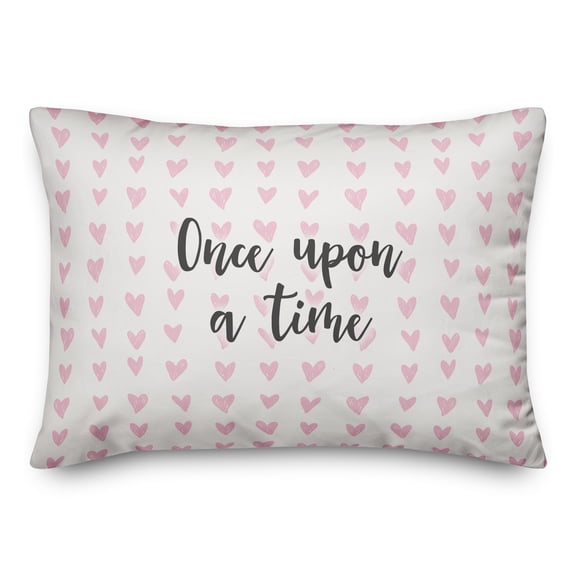 Creative Products Once Upon A Time in Pink Hearts Pattern 14x20 Spun Poly Pillow