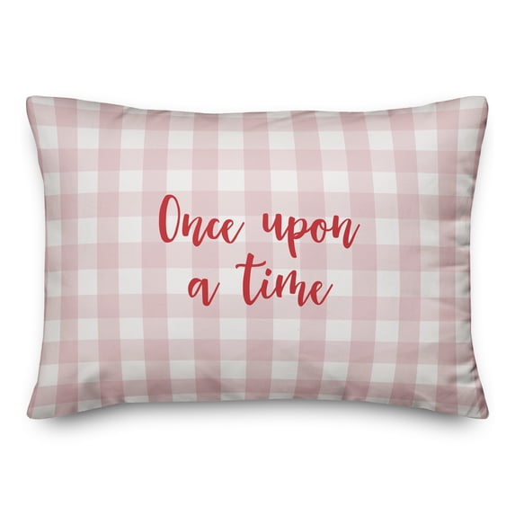 Creative Products Once Upon A Time in Red Text on Pink Plaid 14x20 Spun Poly Pillow