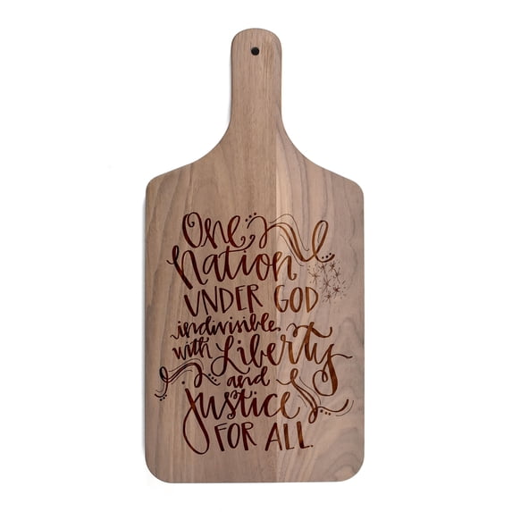 Creative Products One Nation Under God 8 x 17 Walnut Paddle Cutting Board
