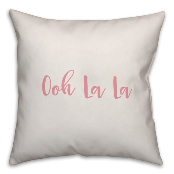 Creative Products Ooh La La in Pink Text on White 16x16 Spun Poly Pillow