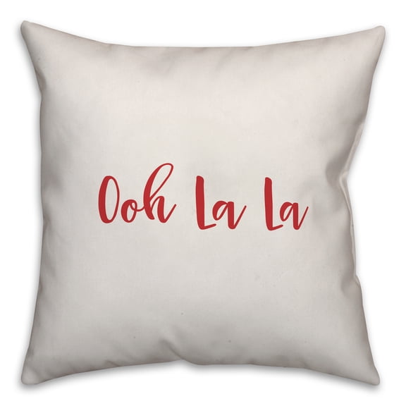 Creative Products Ooh La La in Red Text on White 16x16 Spun Poly Pillow