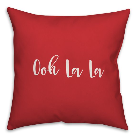Creative Products Ooh La La in White Text on Red 16x16 Spun Poly Pillow