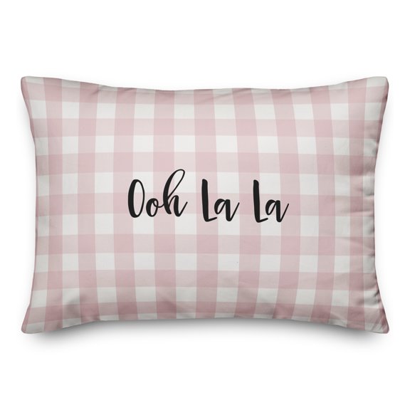 Creative Products Oooh La La in Black Text on Pink Plaid 14x20 Spun Poly Pillow
