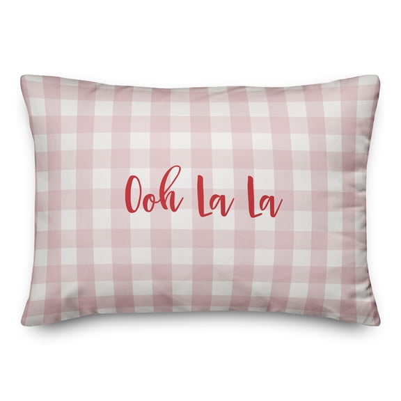 Creative Products Oooh La La in Red Text on Pink Plaid 14x20 Spun Poly Pillow