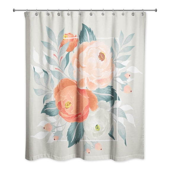 Creative Products Orange Floral 71x74 Shower Curtain