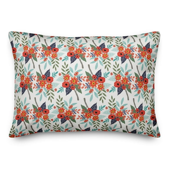 Creative Products Orange Floral Pattern 14x20 Spun Poly Pillow