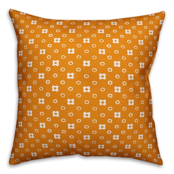 Creative Products Orange Floral Pattern 18x18 Spun Poly Pillow