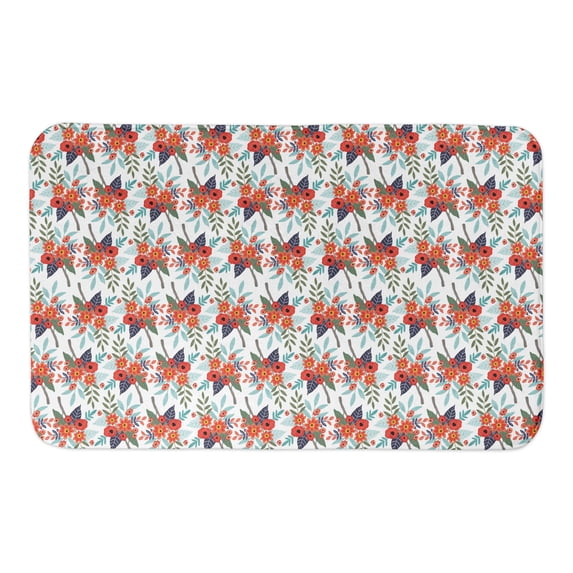 Creative Products Orange Floral Pattern 34x21 Bath Mat