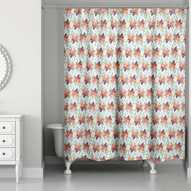 Creative Products Orange Floral Pattern 71x74 Shower Curtain