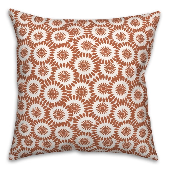 Creative Products Orange Floral Starbusrt Pattern 18x18 Spun Poly Pillow