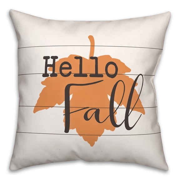 Creative Products Orange Leaf Hello Fall 18x18 Spun Poly Pillow