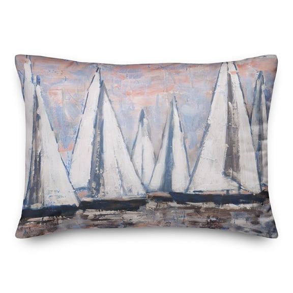 Creative Products Orange Painterly Sailboats 14x20 Indoor / Outdoor Pillow
