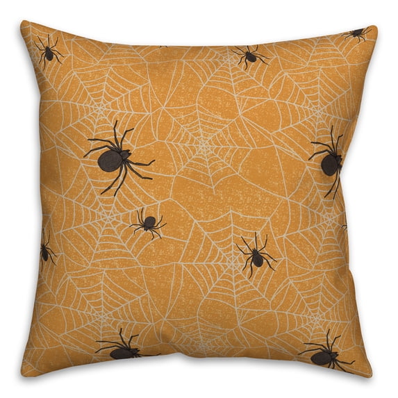 Creative Products Orange Spider Web Pattern 18 x 18 Spun Poly Pillow