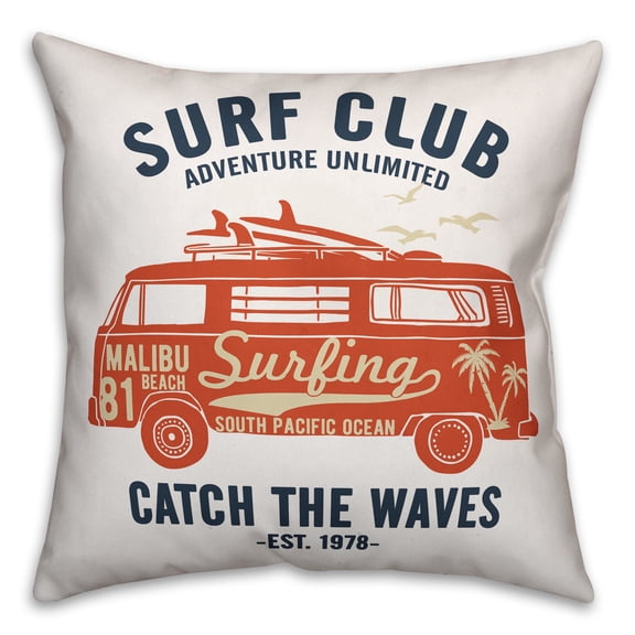 Creative Products Orange Van Surf Club 18x18 Indoor / Outdoor Pillow