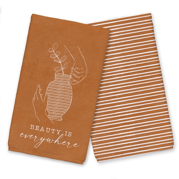 Creative Products Orange Vase Beauty is Everywhere 16 x 25 Tea Towel Set of 2