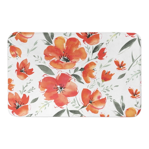 Creative Products Orange and Red Blooms 34x21 Bath Mat