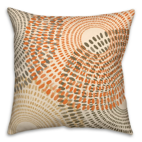 Creative Products Orange and Tan Dash Circles 20x20 Indoor / Outdoor Pillow