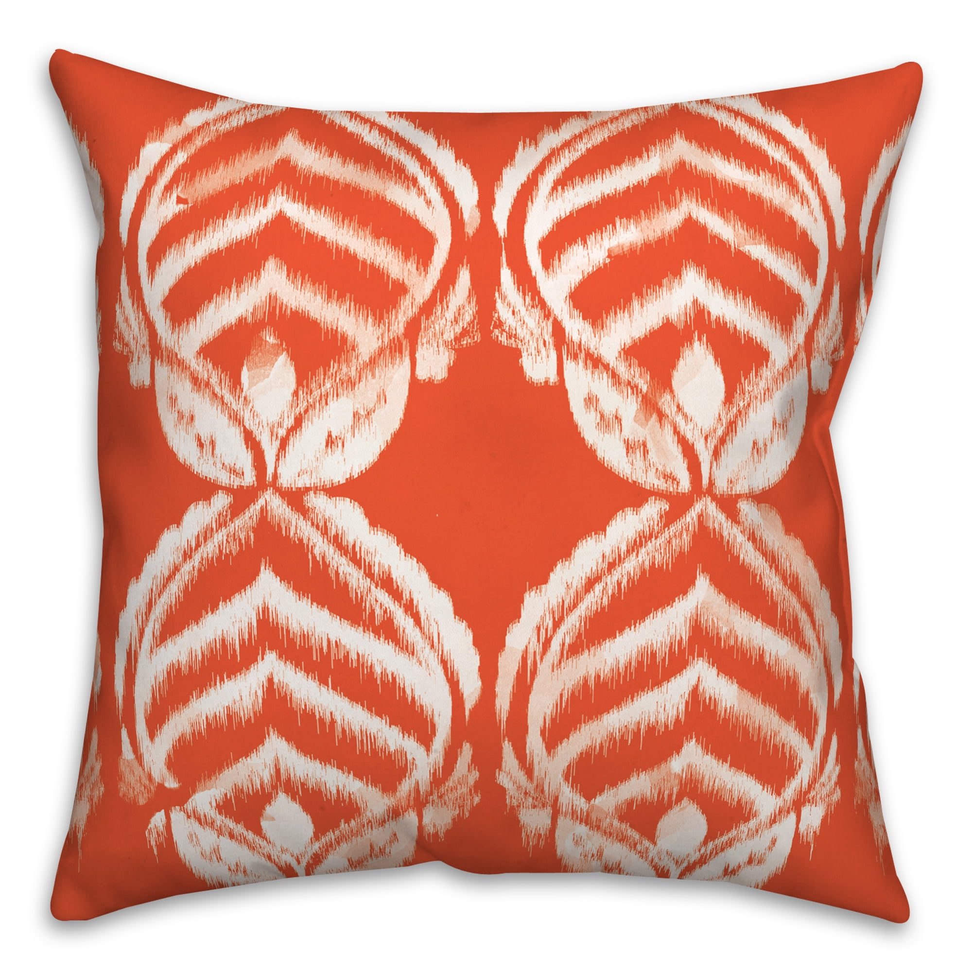 Orange and White Leaf Pattern 20x20 Spun Polyester Pillow