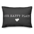 thumbnail image 1 of Creative Products Our Happy Place Black and White 14x20 Indoor / Outdoor Pillow, 1 of 2