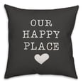 thumbnail image 1 of Creative Products Our Happy Place Black and White 16x16 Indoor / Outdoor Pillow, 1 of 2