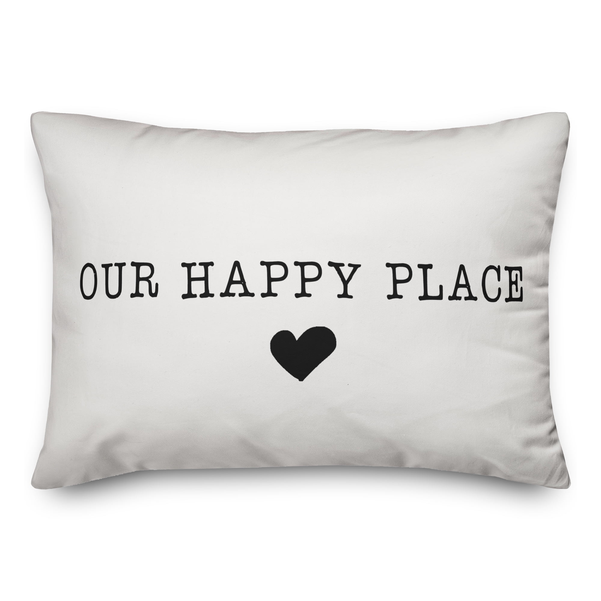 Creative Products Our Happy Place White and Black 14x20 Indoor / Outdoor Pillow