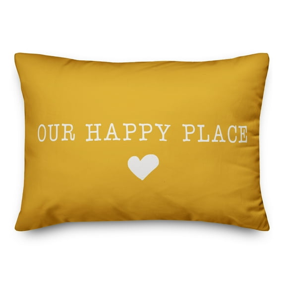 Creative Products Our Happy Place Yellow 14x20 Indoor / Outdoor Pillow