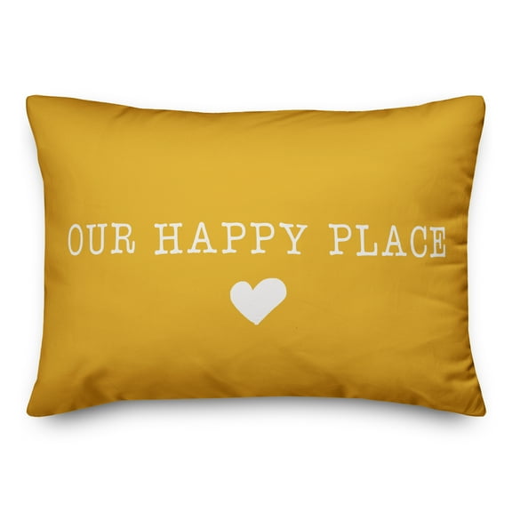 Creative Products Our Happy Place Yellow 14x20 Indoor / Outdoor Pillow