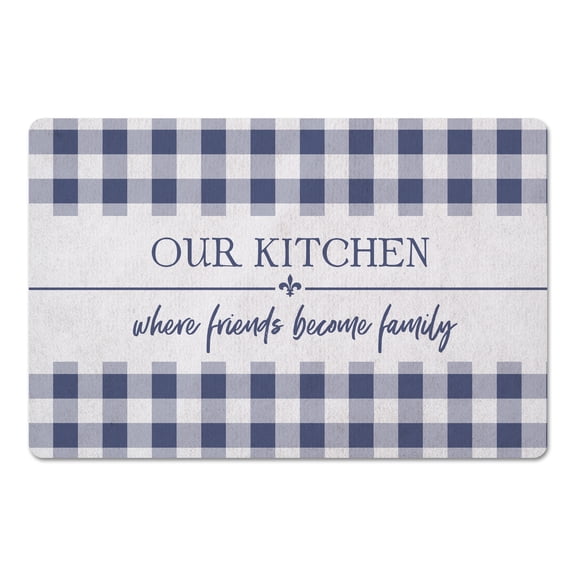 Creative Products Our Ktichen Gingham Blue 27x18 Floor Mat