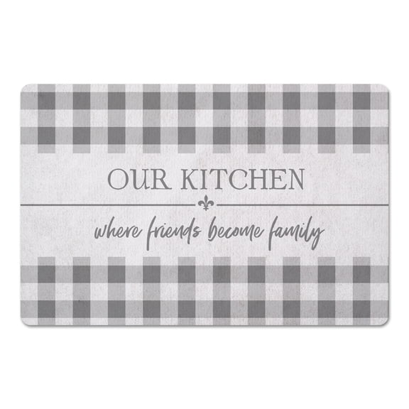 Creative Products Our Ktichen Gingham Gray 27x18 Floor Mat
