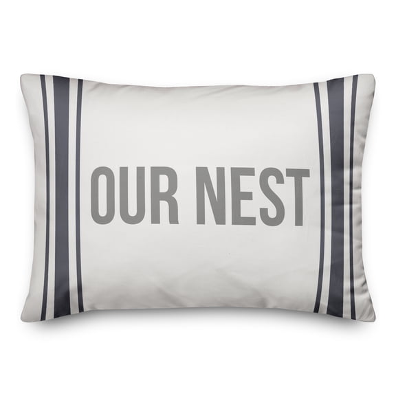 Creative Products Our Nest Blue Flour Sack Stripes 14x20 Spun Poly Pillow