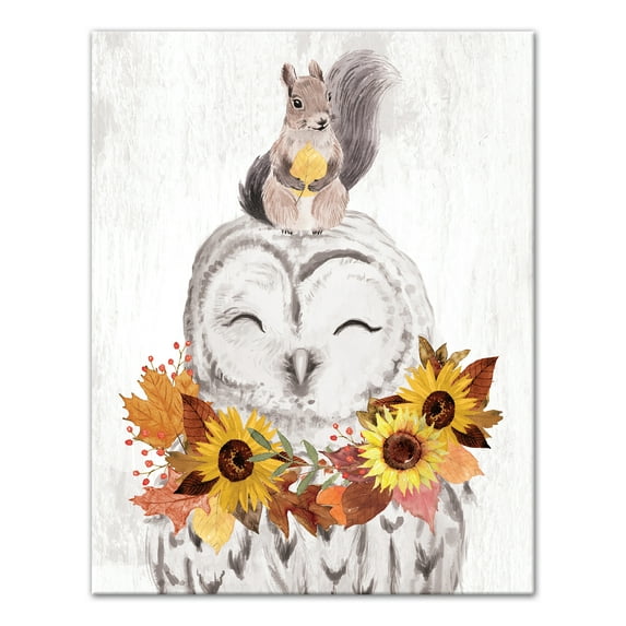 Creative Products Owl And Squirrel 11 x 14 Canvas Wall Art