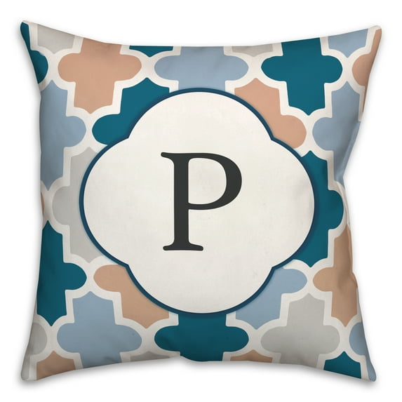 Creative Products P Quatrefoil Monogram 18 x 18 Spun Poly Pillow