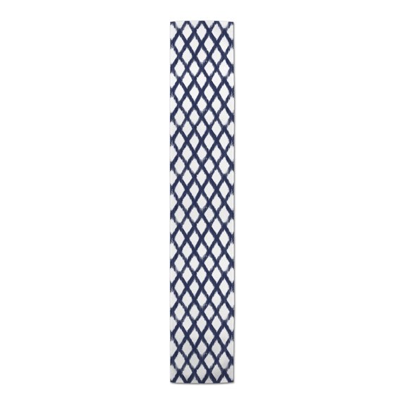 Creative Products Painted Diamond Pattern Navy Blue 16x90 Poly Twill Table Runner