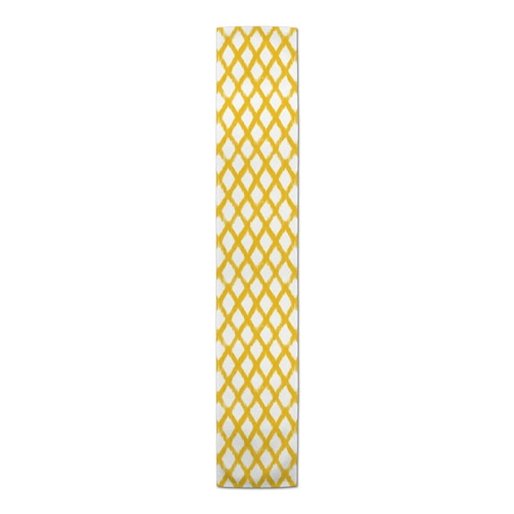Creative Products Painted Diamond Pattern Yellow 16x90 Poly Twill Table Runner