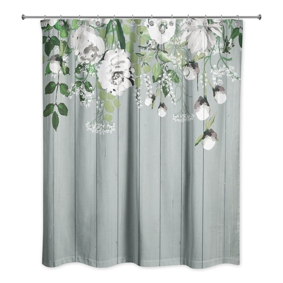 Creative Products Painted Flowers on Soft Blue 71x74 Shower Curtain