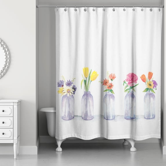 Creative Products Painted Glass Flowers 71x74 Shower Curtain
