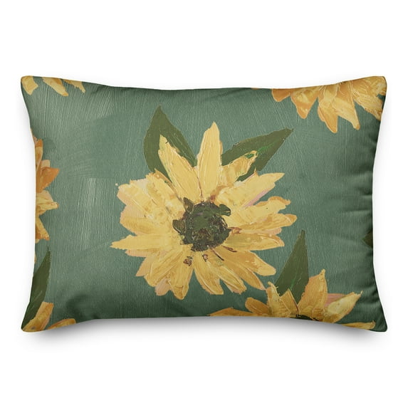 Creative Products Painted Sunflower Green 14 x 20 Indoor / Outdoor Pillow