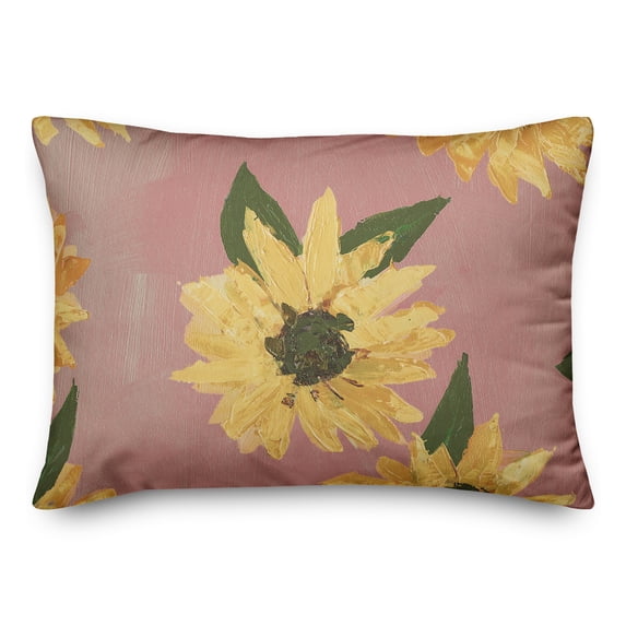 Creative Products Painted Sunflower Pink 14 x 20 Indoor / Outdoor Pillow