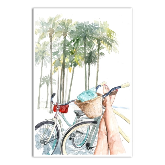 Creative Products Painted Vacation Bikes And Palm Tree Relaxing 20 x 30 Canvas Wall Art
