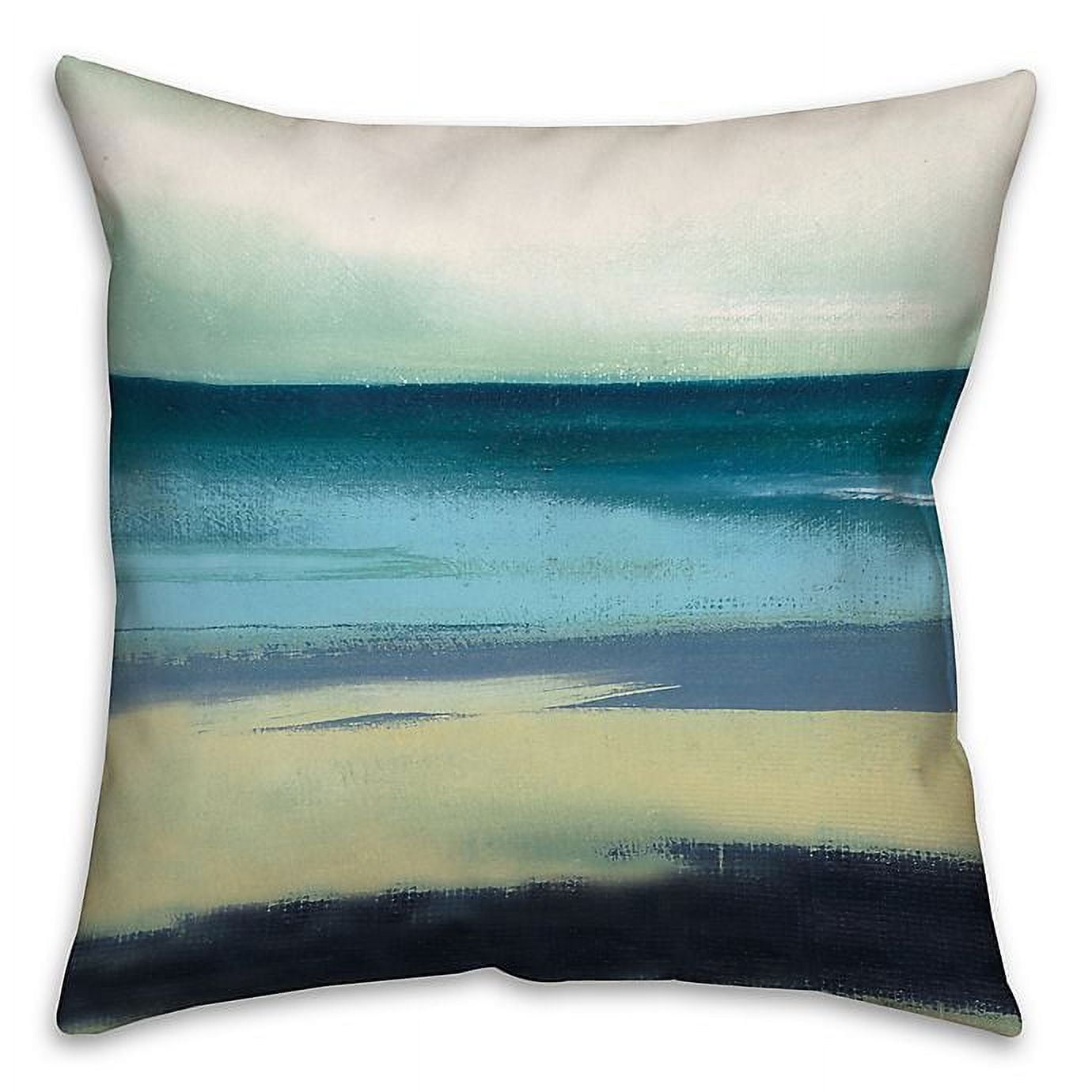 Coastal Blue and Beige Spun Polyester 16" Throw Pillow