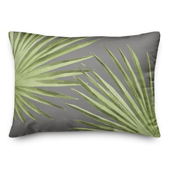 Creative Products Palm Leaves Gray 14 x 20 Indoor / Outdoor Pillow