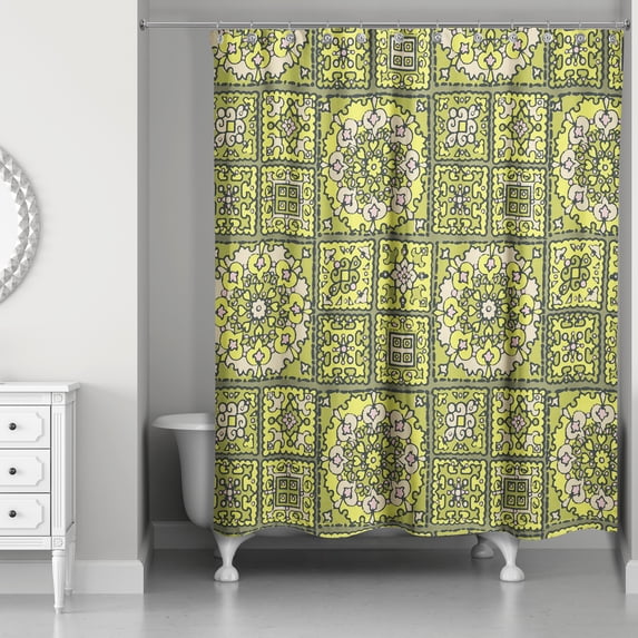 Creative Products Patchwork Mandala in Green 71x74 Shower Curtain