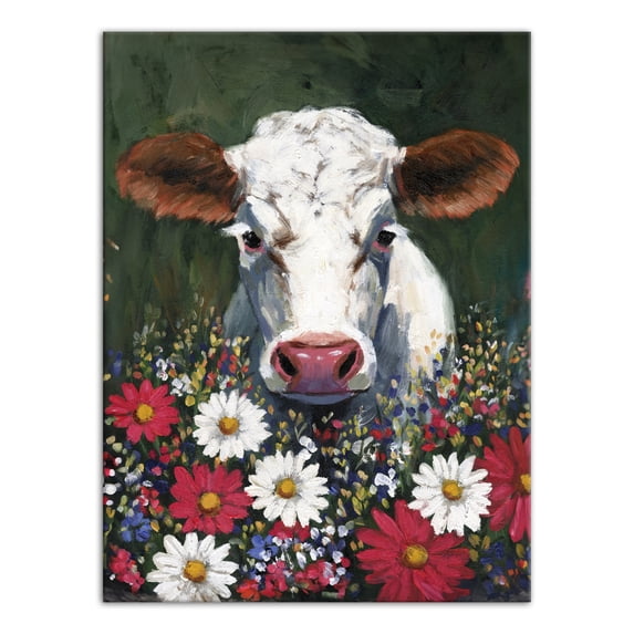Creative Products Patriotic Florals Cow II 30 x 40 Canvas Wall Art