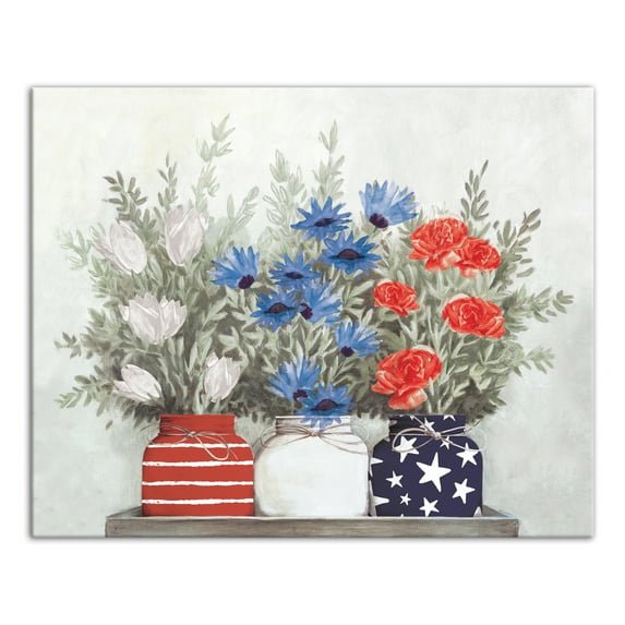 Creative Products Patriotic Flowers Mason Jar 20 x 16 Canvas Wall Art