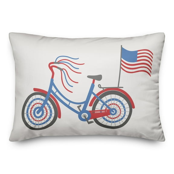 Creative Products Patriotic Parade Bike 14 x 20 Indoor / Outdoor Pillow