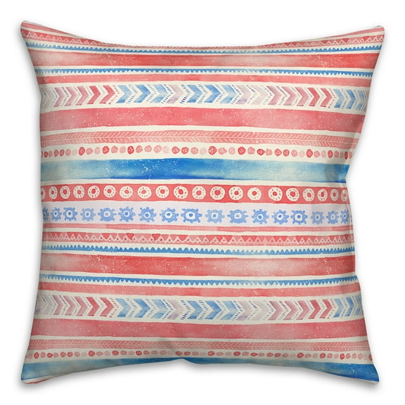 Creative Products Patriotic Watercolor Folksy Pattern 18 x 18 Indoor / Outdoor Pillow