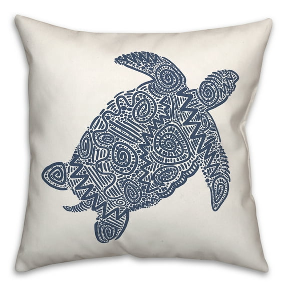Creative Products Patterned Sea Turtle Navy 18x18 Spun Poly Pillow