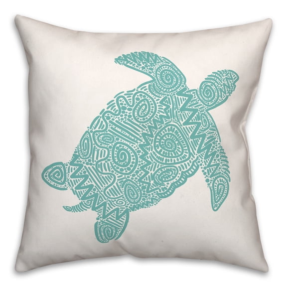 Creative Products Patterned Sea Turtle Teal 18x18 Spun Poly Pillow