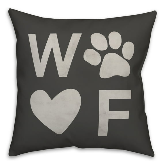 Creative Products Pawprint Woof 18x18 Spun Poly Pillow